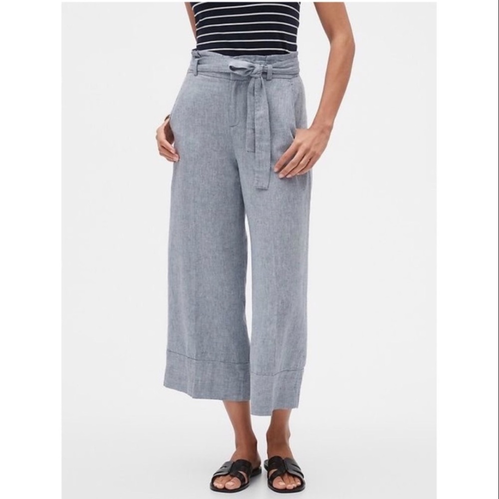 Banana Republic Blake Crop Blue Mid Rise Wide Leg Pants.